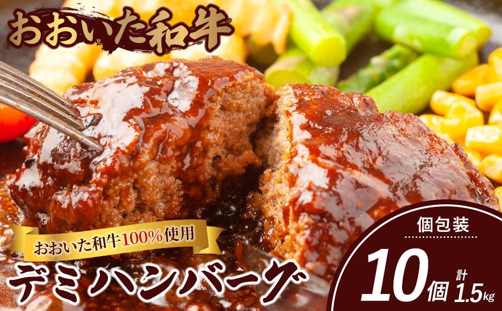 ＜おおいた和牛100％使用＞デミハンバーグ 個包装 10個 計約1.5kg