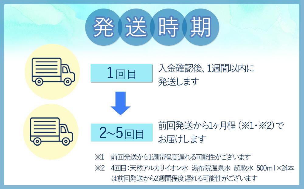 【定期便 全5回】お水で美人に！ゆふのお水飲み比べ お試しセット（総量500ml×132本！）