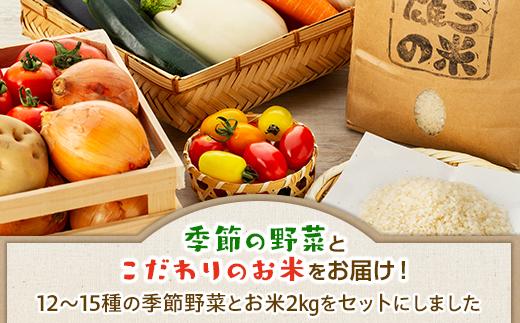 江藤農園おすすめ【旬の野菜（12〜15種類）とお米（2kg）】のセット | 湯布院 詰め合わせ