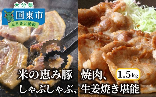 米の恵み豚/焼肉,しゃぶしゃぶ,生姜焼き堪能1.5kg