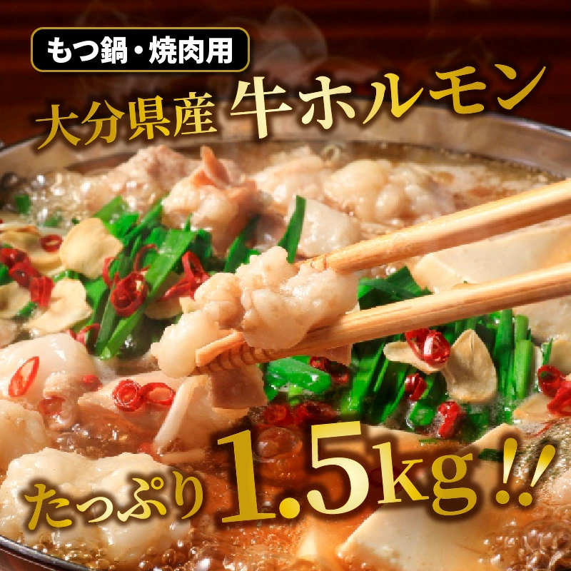 たっぷり1.5kg！大分県産牛ホルモン/ もつ鍋 / 焼肉用_1454R