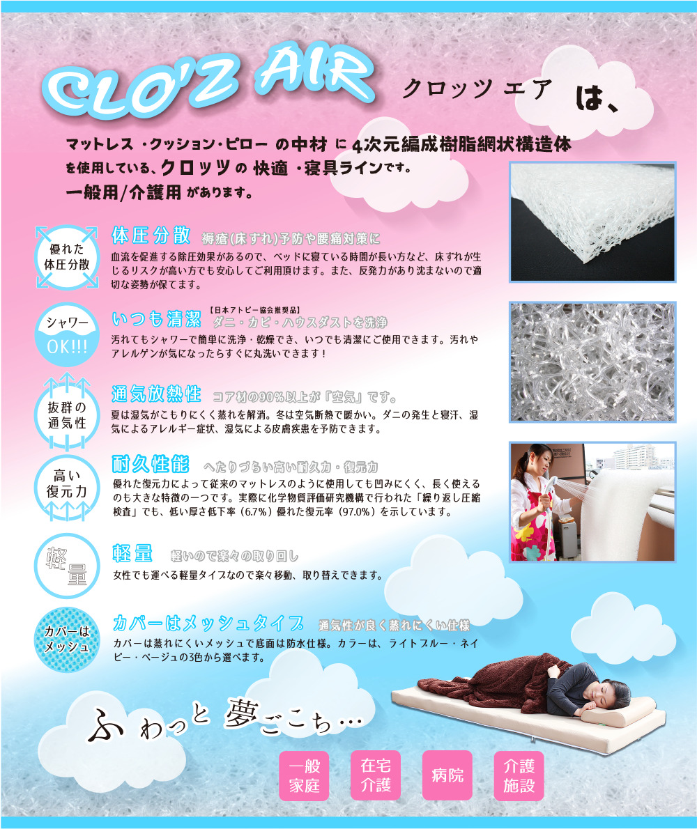 繧ッ繝ュ繝繝 繧ィ繧「 繝槭ャ繝医Ξ繧ケ 3縺、謚倥j 3.5cm 繝繝悶Ν(140テ195テ3.5cm)_2575R-4