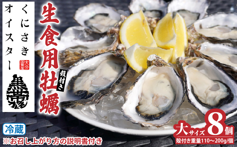 牡蠣 生食用 殻付き くにさきオイスター 大きいサイズ8個（殻付き重量110～200g/個） カキ oyster 生牡蠣_2360R
