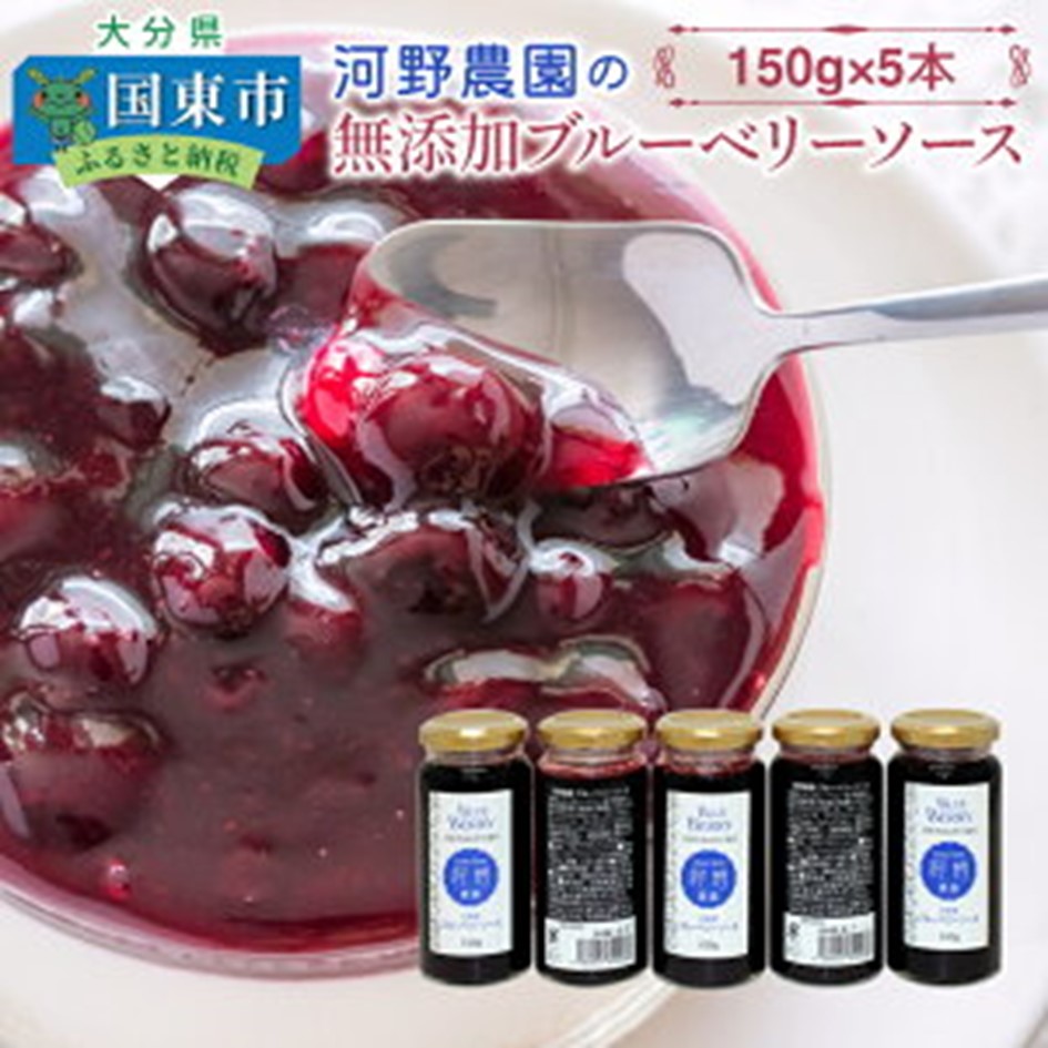 河野農園の酸化防止剤無添加ブルーベリーソース150g×5本_1450R