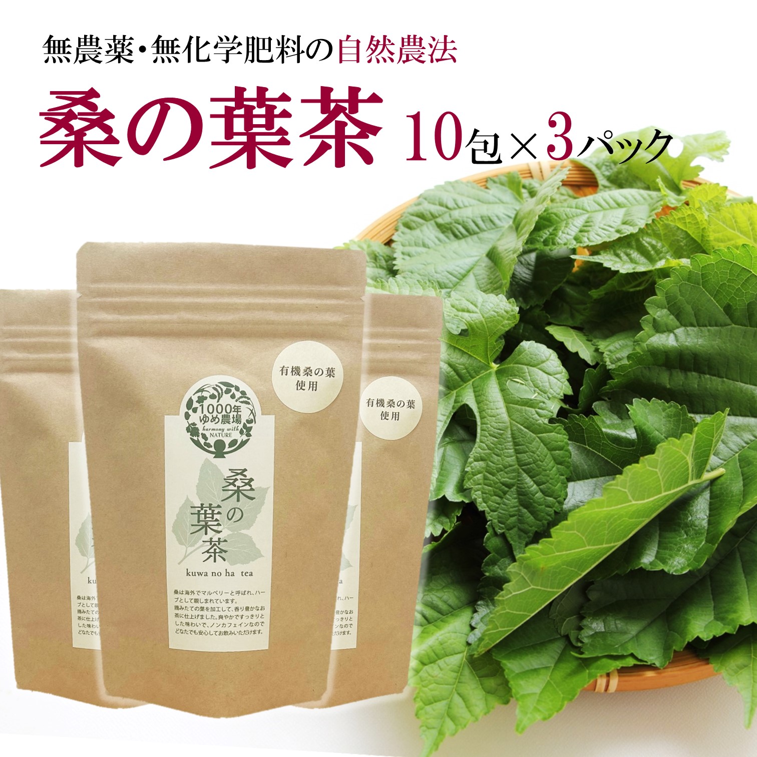 1000年ゆめ農場「桑の葉茶」10包×3パック_1965R