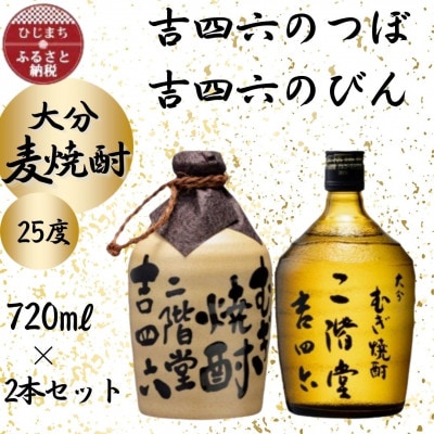 大分むぎ焼酎　二階堂吉四六つぼと吉四六瓶25度(720ml)2本セット【1455121】