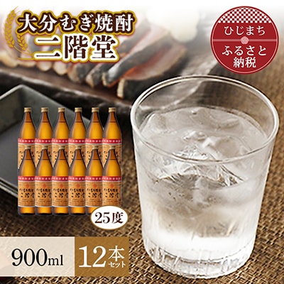 大分むぎ焼酎 二階堂25度(900ml)12本セット AG23【1099985】