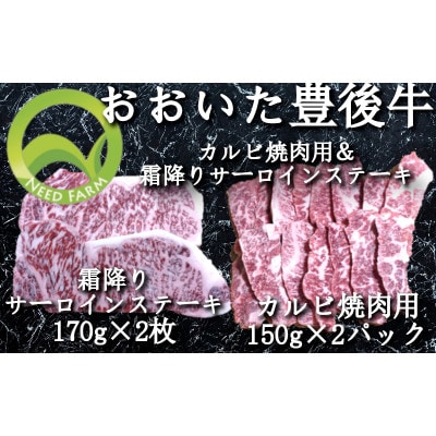 おおいた豊後牛 カルビ焼肉用＆霜降りサーロインステーキ【配送不可地域：離島】【1395460】