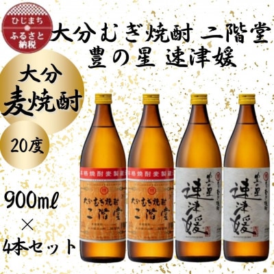 大分むぎ焼酎　二階堂2本と速津媛2本20度(900ml)4本セット【1456979】