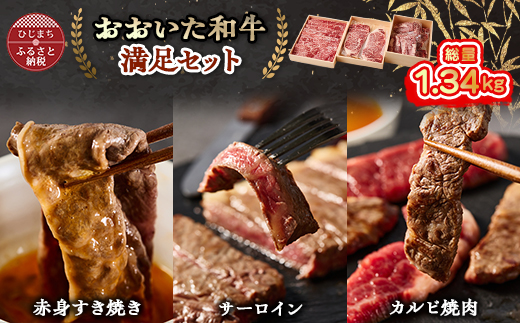 おおいた和牛 満足セット(カルビ焼肉・赤身すき焼き・サーロインステーキ)【配送不可地域：離島】【1395462】