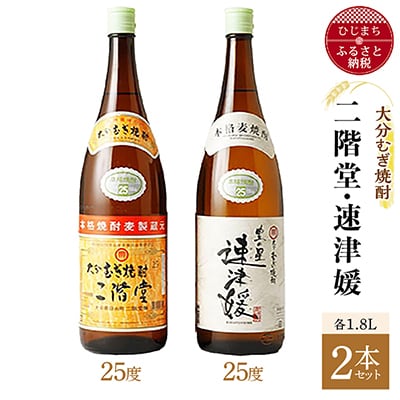 大分むぎ焼酎 二階堂25度・速津媛25度2本セット(1800ml)AG21【1078144】