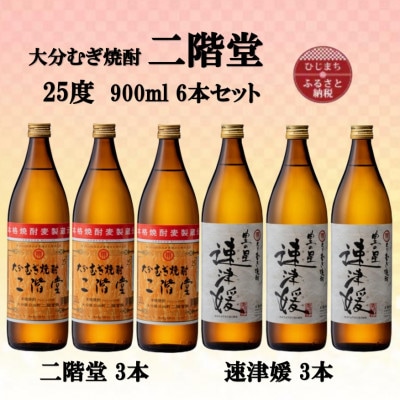 大分むぎ焼酎　二階堂3本と速津媛3本25度(900ml)6本セット【1494107】