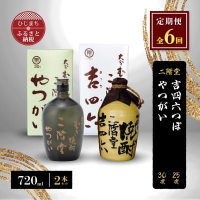 【毎月定期便】二階堂吉四六つぼ25度とやつがい30度(720ml)2本セット 全6回【4009963】