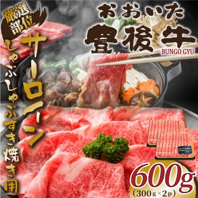 【厳選部位】おおいた豊後牛サーロインしゃぶしゃぶすき焼き用 600g(300g×2P)(日出町)【配送不可地域：離島】【1571705】