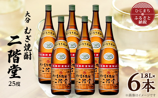 大分むぎ焼酎　二階堂25度(1800ml)6本セット【1540350】