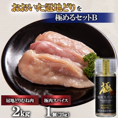 おおいた冠地どりを極めるセットB(むね肉2kg)【複数個口で配送】【配送不可地域：離島】【4051650】