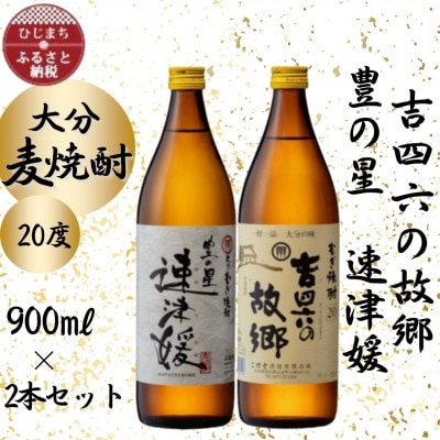 大分むぎ焼酎　二階堂速津媛と吉四六の故郷20度(900ml)2本セット【1454830】