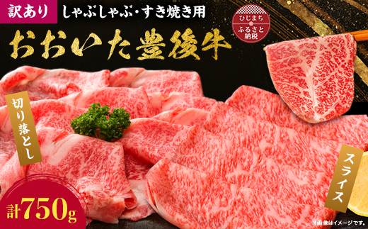 訳あり!おおいた豊後牛しゃぶしゃぶすき焼き750gセット(日出町)【配送不可地域：離島】【1571279】