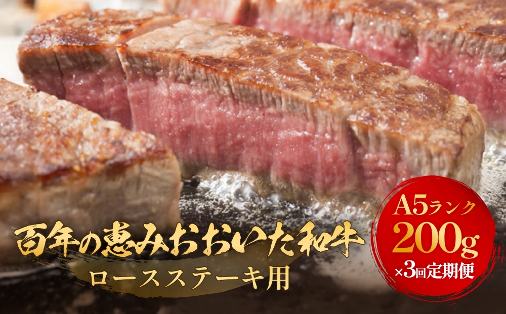 「百年の恵み おおいた和牛 」A5 ロースステーキ用 200g × 1枚 × 3ヶ月   定期便 おおいた和牛 ロースステーキ A5等級 黒毛和牛大分県産 牛肉 高級肉 霜降り 和牛ステーキ 風味豊か 脂質 種雄牛 血統 高評価 冷凍