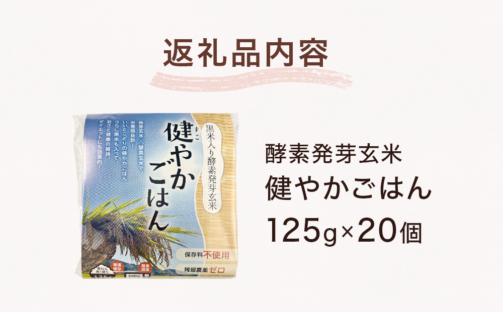 酵素発芽玄米「健やかごはん」20個入 素材にこだわり玖珠米ひとめぼれを使用 玄米 米 ひとめぼれ ご飯 パックご飯 お米 コメ ヒトメボレ 炊飯パック 常温 大分県 大分 玖珠町 玖珠