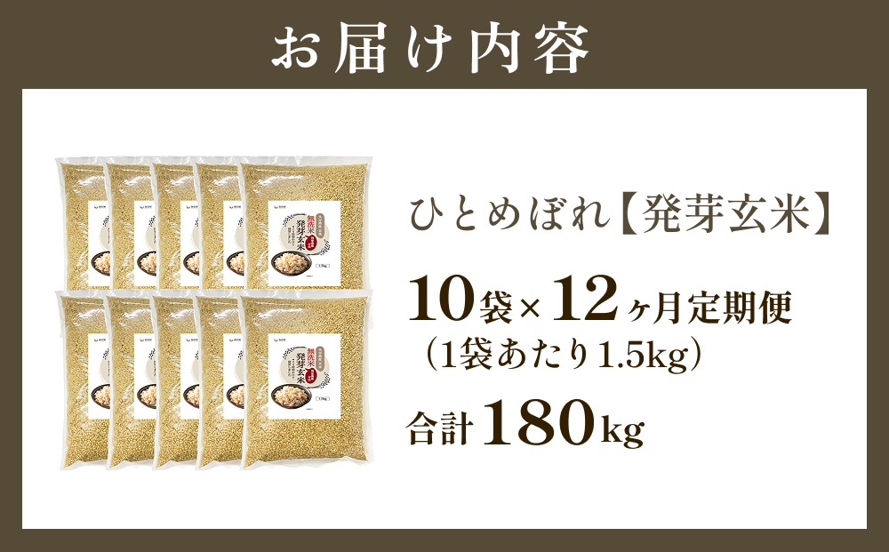 特A ひとめぼれ 米 残留農薬ゼロ 発芽玄米 1.5kg × 10袋 12ヶ月 毎月定期便 無洗米 令和7年度産 玄米 こめ コメ お米 ヒトメボレ ご飯 ライス 大分県 大分 玖珠町 玖珠