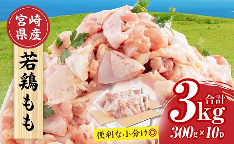 宮崎県産 若鶏もも肉 300g×10P 計3kg_M241-001