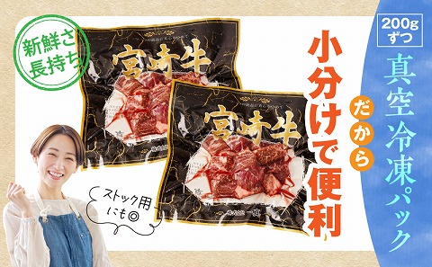 宮崎牛赤身サイコロステーキ 合計800g 牛肉 牛 和牛 肉 お肉 宮崎牛 赤身 サイコロカット 真空パック サイコロステーキ ひとくち ひと口_M241-018-03