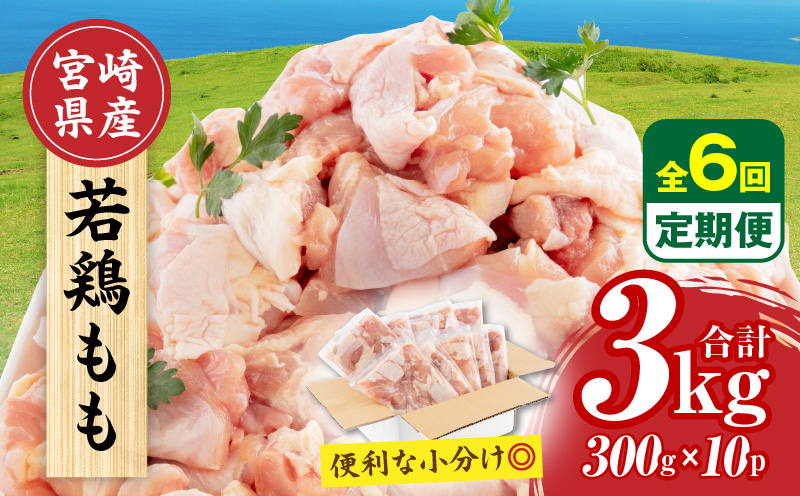 【隔月発送】【6回定期便】宮崎県産 若鶏もも肉 300g×10P 計3kg_M241-T001-6-2