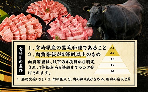 宮崎牛赤身霜降り焼肉　計800g_M332-009