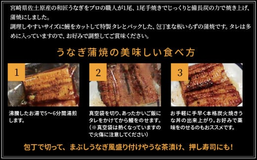 備長炭手焼き 宮崎市佐土原産 和匠うなぎの蒲焼カット10パックセット(計1kg) 山椒付き_M080-003_01