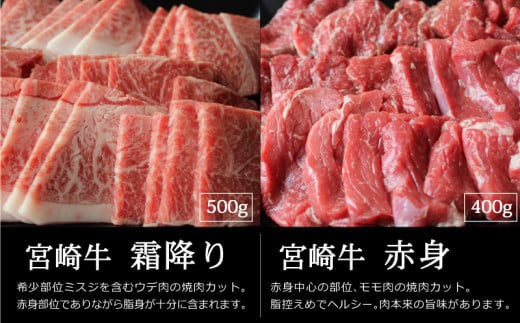 宮崎牛 霜降りと赤身 焼肉 セット 900g_M109-015