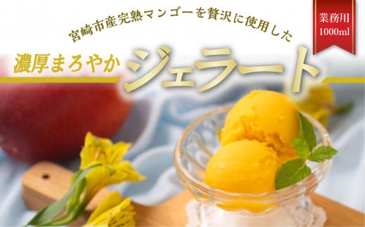 数量限定 宮崎市産完熟マンゴーで作った濃厚なマンゴージェラート(業務用1000ml)_M184-005