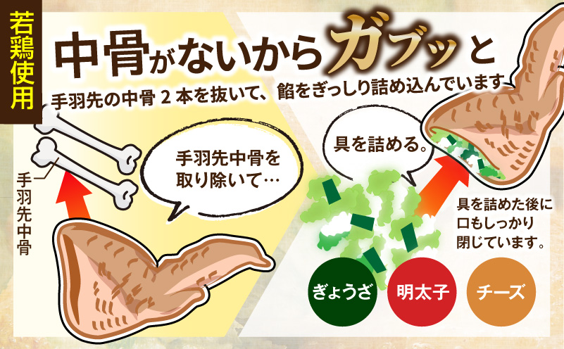 手羽先3種セット(手羽先餃子・手羽先明太・手羽先チーズ)各10本入り 餃子 ぎょうざ 手羽餃子 手羽先餃子 おススメ おかず お惣菜 惣菜 お弁当 食べ比べ 詰め合わせ セット お取り寄せ グルメ 名物 手羽_M025-001-02