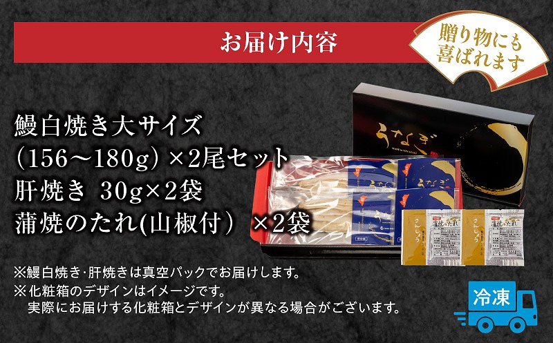 国産うなぎ使用　鰻白焼き　大サイズ（156～180g）2尾・肝焼きセット_M069-010_03