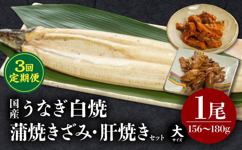 【3回定期便】うなぎ白焼(大サイズ)・きざみ・肝焼きセット うなぎ ウナギ 鰻 大サイズ 国産 宮崎県産 白焼 蒲焼 きざみ 肝焼き セット 定期便 3回 冷凍 ギフト 丑の日_M069-T020-3-2