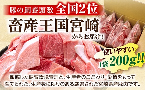 宮崎県産豚肉小間切れ 200g×5パック_M109-024