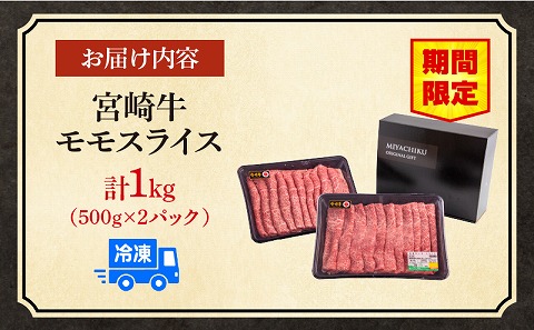 【期間限定】宮崎牛モモスライス500g×2 合計1kg_M132-011_02-UP