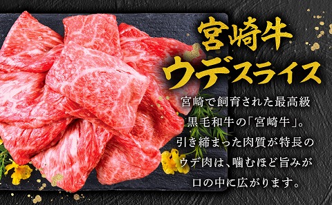 【期間限定】宮崎牛ウデスライス500g 宮崎県産黒毛和牛小間切れ100g 合計600g_M132-023-01-UP