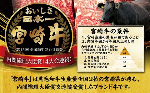 【期間限定】宮崎牛モモ焼肉500g×2 宮崎県産黒毛和牛こま切れ100g×2 合計1.2kg_M132-024-01-UP