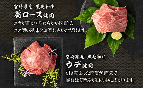 【最速便】宮崎県産 黒毛和牛 肩ロース・ウデ・モモ 焼肉 各300g 合計900g_M132-030-2W