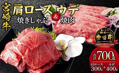 宮崎牛肩ロース焼きしゃぶ300g 宮崎牛ウデ焼肉400g_M132-031