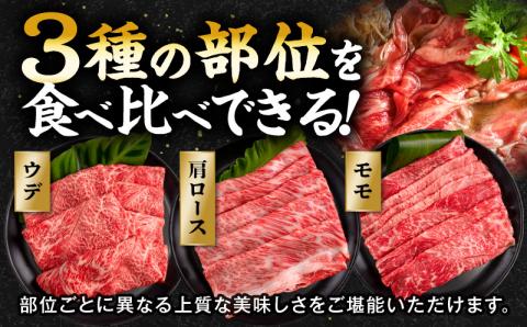 【2025年6月発送】【期間・数量限定】宮崎県産 黒毛和牛 肩ロース・ウデ・モモ スライス 各300g 合計900g+合挽きハンバーグ100g×2個_M132-092-B-jun