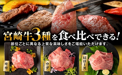 宮崎牛 焼肉3種セット(肩ロース・ウデ・モモ 各300g 合計900g)_M132-093