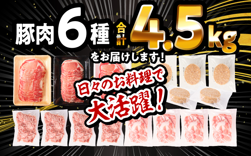 大満足豚肉ロースバラエティセット4.5kg 豚肉 肉 お肉 精肉 豚肉セット 精肉セット 4.5kg 訳あり 切り落とし 小分け パック 冷凍 ストック ミヤチク_M132-094-PU