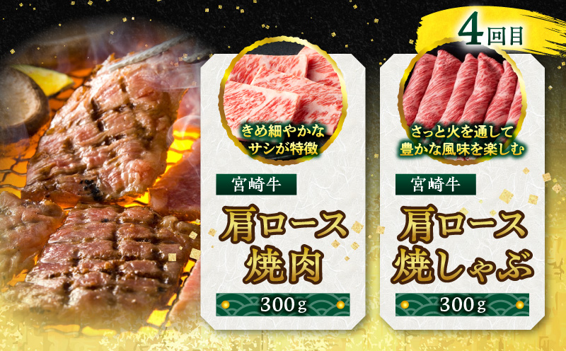 宮崎牛を食べつくす！ぎゅぎゅっとバラエティ定期便(総重量3.85kg) 定期便 定期 6回 宮崎牛 ブランド牛 国産牛 和牛 A4 牛肉 牛 肉 詰め合わせ セット 食べ比べ 味比べ 焼肉 焼き肉 焼しゃぶ 焼きしゃぶ すき焼き すきやき モモ ステーキ ステーキ肉 ロース ウデ 肩ロース バラ ミスジ 小分け 冷凍 グルメ お取り寄せ_M132-T002