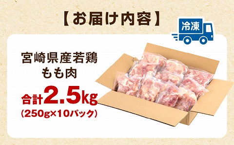 宮崎県産若鶏 もも肉 2.5kg（250g×10パック）_M146-008_01