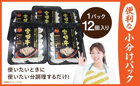 宮崎牛餃子セット　12個入り/5パックセット　合計60個 餃子 セット 60個 国産 宮崎牛 冷凍餃子 キャベツ 牛肉 肉 中華 中華料理 中華惣菜 惣菜 お惣菜 おつまみ つまみ おかず ぎょうざ ギョウザ 焼餃子 焼き餃子 蒸し餃子 冷凍 パック お取り寄せ 取り寄せ_M165-001