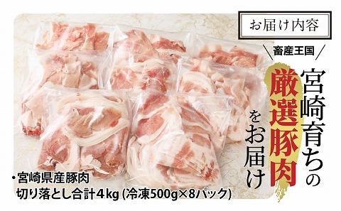 宮崎県産豚肉切り落とし合計4kg(冷凍500g×8パック)_M179-007_01