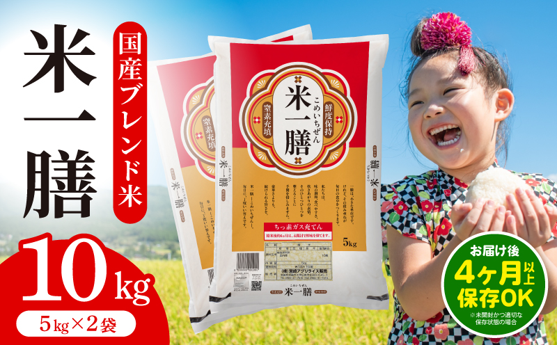 国産ブレンド米 「米一膳」10kg お米 米 ご飯 ごはん おにぎり 主食 お弁当 炭水化物 朝食 品種 精米 食品 備蓄 防災 ストック_M181-006-02-jul