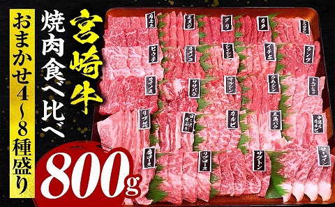 宮崎牛焼肉食べ比べ4種～8種盛り 合計800g_M243-016